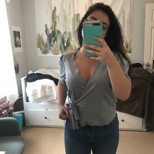 Never worn Zara suede wrap shirt with tag